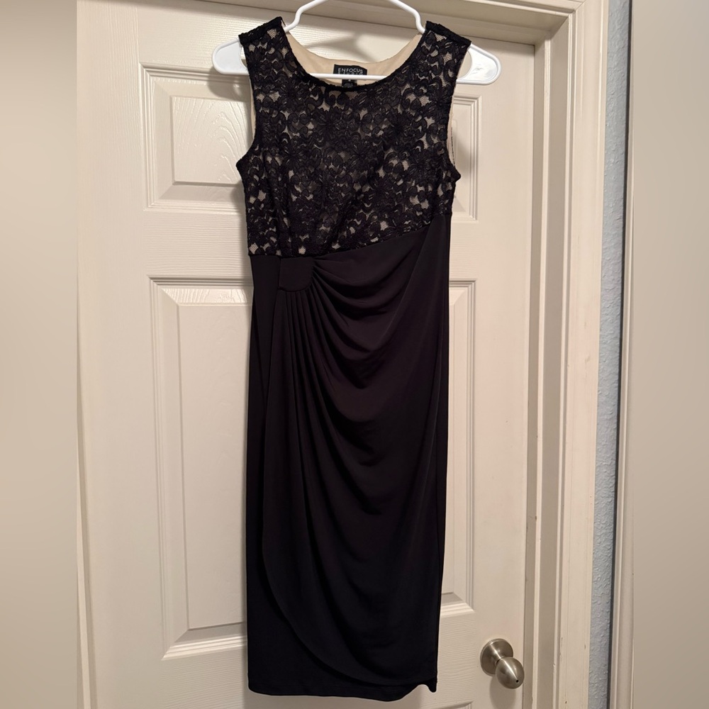 Enfocus Studio Black Lace Midi Dress